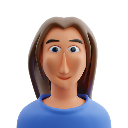 Woman With Long Hair  3D Icon