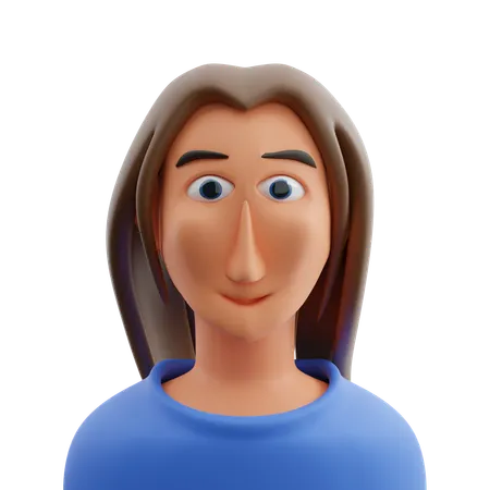 Woman With Long Hair  3D Icon