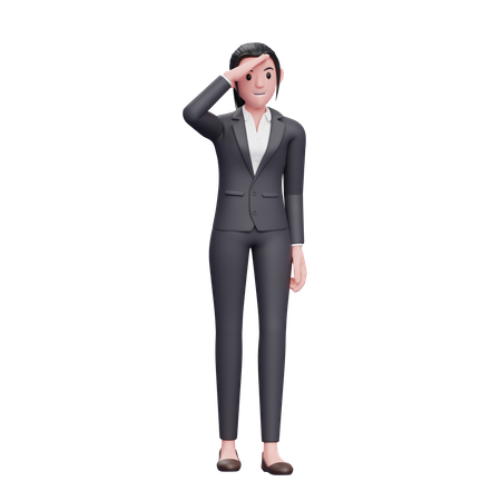 Woman with looking away gesture  3D Illustration