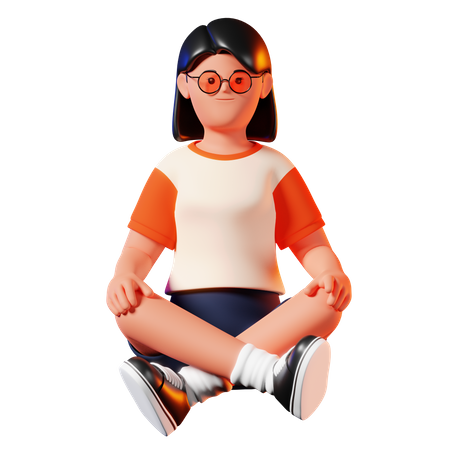 Woman With Meditation Pose  3D Icon