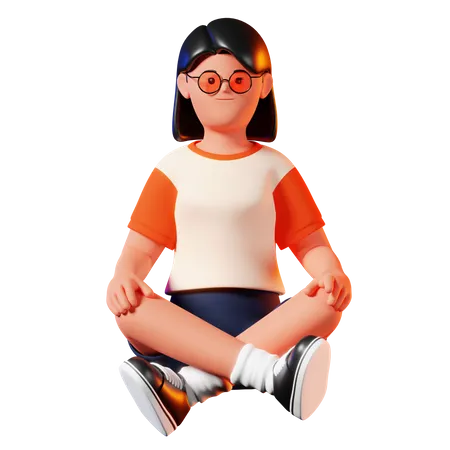 Woman Sitting And Meditating 3D Illustration