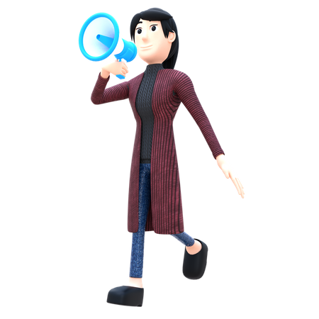 Woman With Megaphone  3D Icon