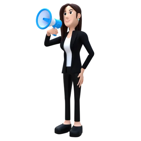 Woman With Megaphone  3D Illustration