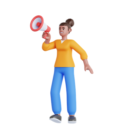 Woman with Megaphone  3D Illustration