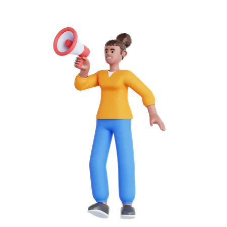 Woman with Megaphone  3D Illustration