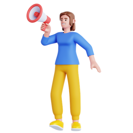 Woman with Megaphone  3D Illustration