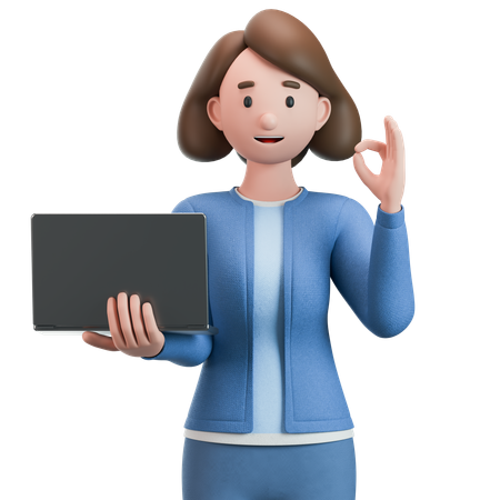 Woman With Notebook And Ok Sign  3D Icon