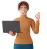 Woman With Notebook And Ok Sign