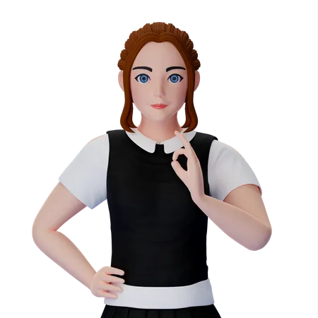 Woman With Ok Gesture  3D Illustration