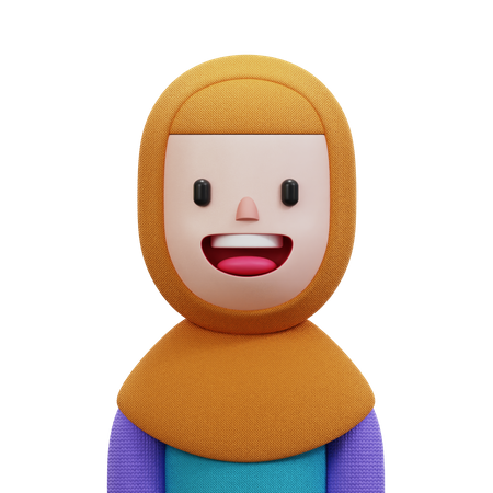 Woman With Orange Hijab  3D Icon