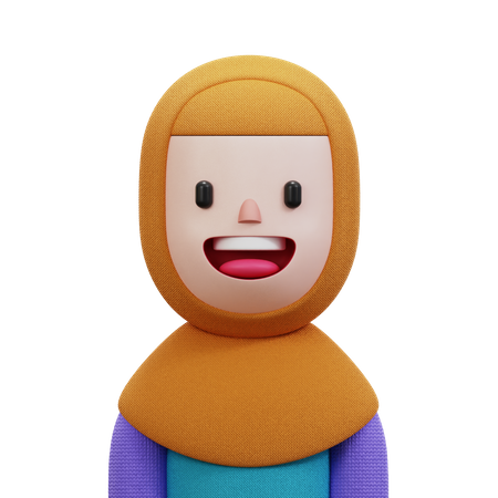 Woman With Orange Hijab  3D Icon