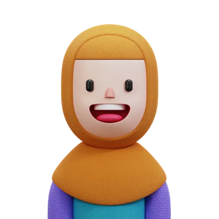 Woman With Orange Hijab  3D Icon