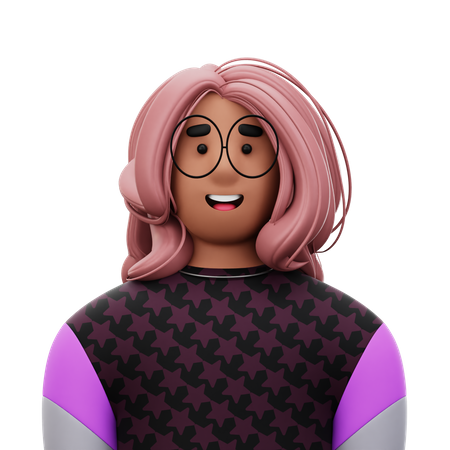 Woman with Pattern Shirt  3D Icon