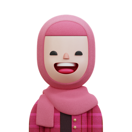 Woman With Pink Hijab  3D Icon