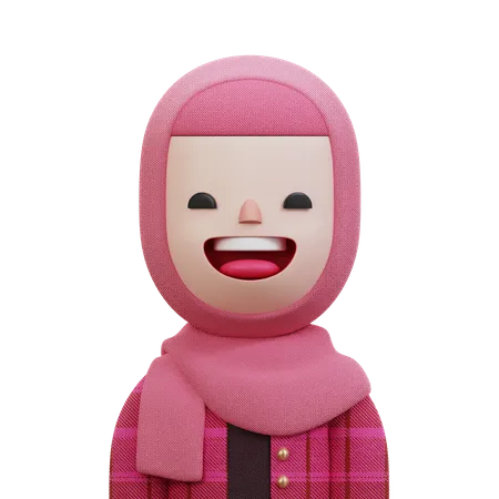 Woman With Pink Hijab  3D Icon