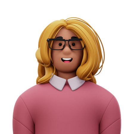 Woman with Pink Shirt  3D Icon