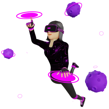 Woman With Planet On Metaverse  3D Illustration