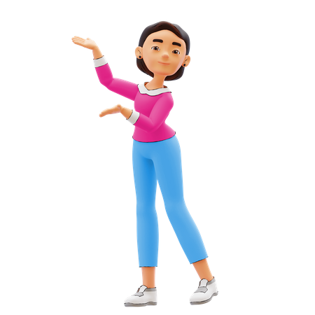 Woman with presenting gesture  3D Icon
