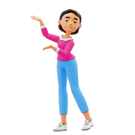 Woman with presenting gesture  3D Illustration