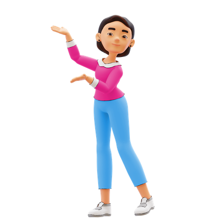 Woman with presenting gesture 3D Illustration