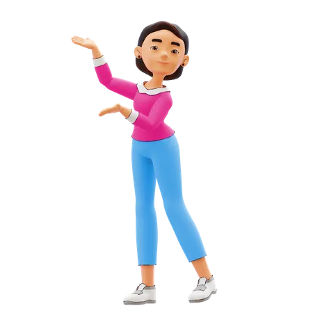 Woman with presenting gesture 3D Illustration