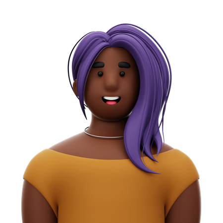 Woman with Purple Hair  3D Icon