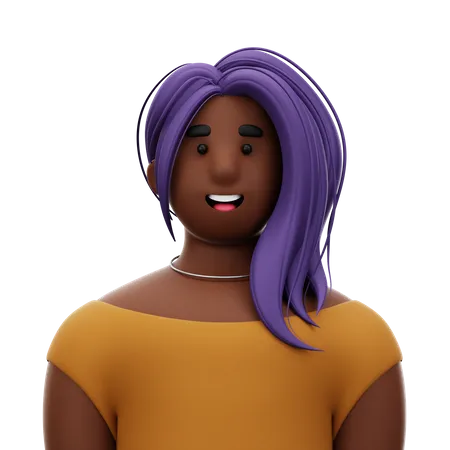 Woman with Purple Hair  3D Icon