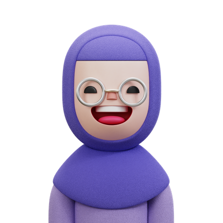 Woman With Purple Hijab  3D Icon