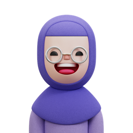 Woman With Purple Hijab 3D Icon