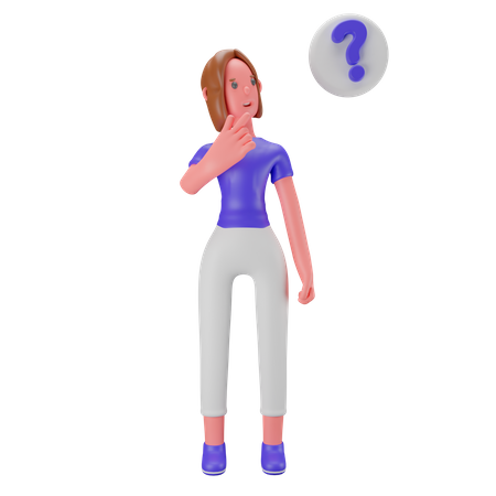 Woman with question mark  3D Icon