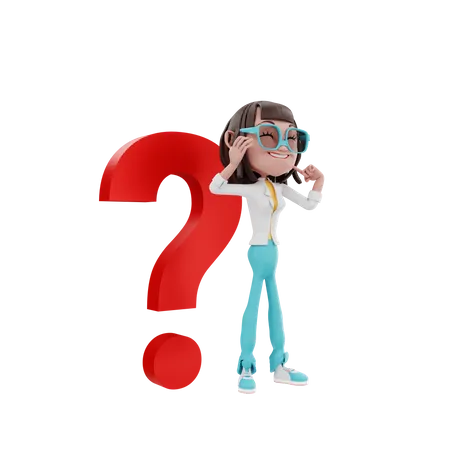 Woman with question mark 3D Illustration
