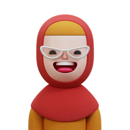 Woman With Red Hijab  3D Icon