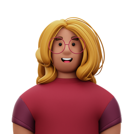 Woman with Red Shirt  3D Icon