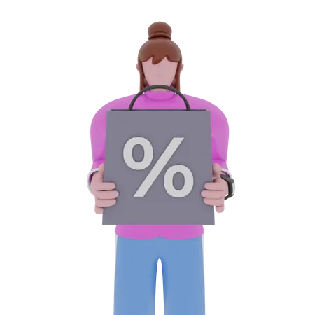 Woman with shopping bag  3D Illustration