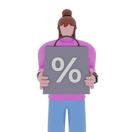 Woman with shopping bag  3D Icon