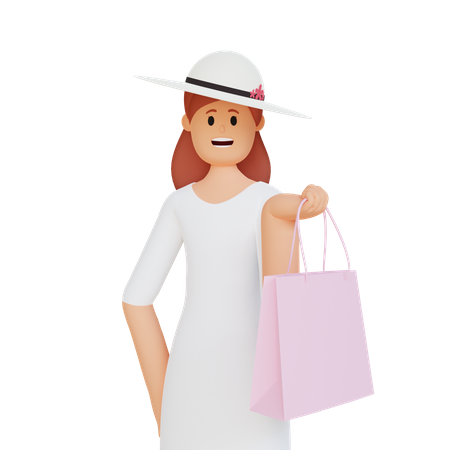 Woman with shopping bag  3D Icon