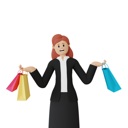 Woman with shopping bag 3D Illustration
