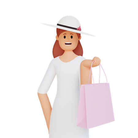 Woman with shopping bag 3D Illustration