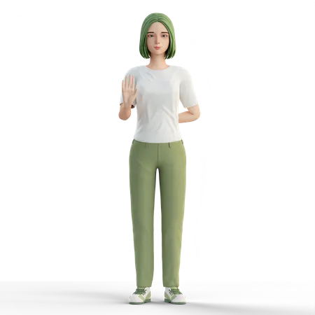 Woman with stop hand gesture  3D Illustration