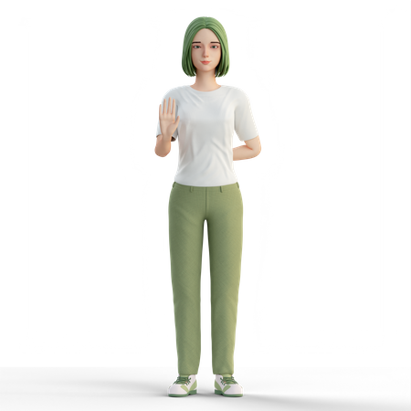 Woman with stop hand gesture 3D Illustration