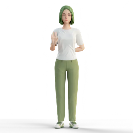 Woman with stop hand gesture 3D Illustration