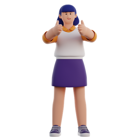 Woman With Thumbs Up Gesture  3D Icon