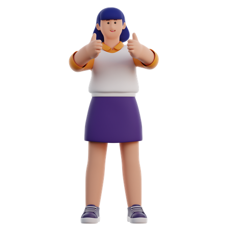Woman With Thumbs Up Gesture  3D Icon