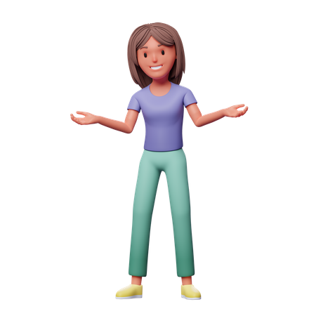 Woman with wide open arms 3D Illustration