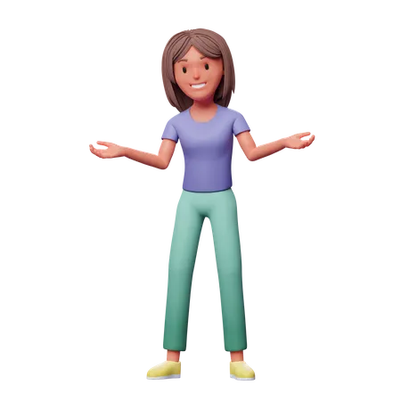 Woman with wide open arms 3D Illustration