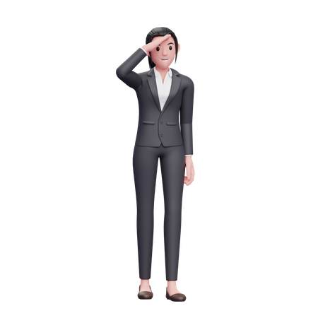 Woman with looking away gesture 3D Illustration