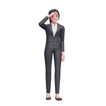 Woman With Work Suit Looking Far Away 3 D Render Business Woman Character Illustration 3D Illustration