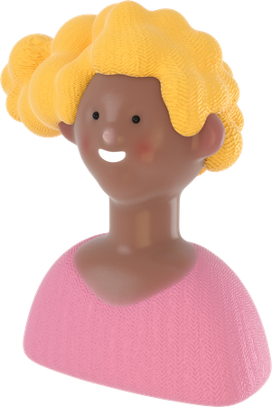 Woman with yellow curly hair  3D Icon