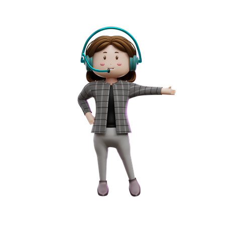 Woman working in customer service 3D Illustration