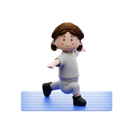 Woman Workout Body Stretching In Mattress  3D Icon